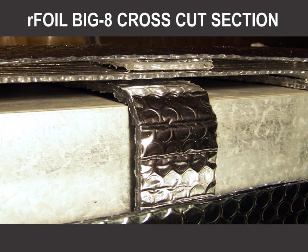 Cross cut section picture of Big 8 duct insulation by rFoil.